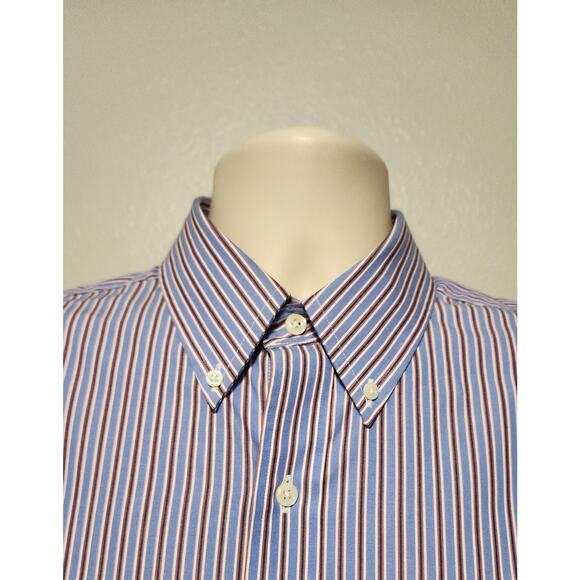 Ralph Lauren Long Sleeve Blue Striped Button-down Dress Shirt Size 16 32/33... - Picture 2 of 5